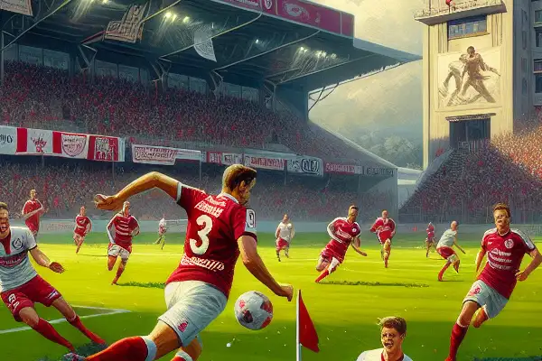 FC Metz players in action at Stade Saint-Symphorien, surrounded by passionate fans and historical memorabilia.