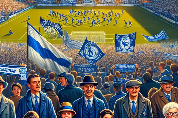 Cardiff City Stadium filled with fans in blue and white, celebrating the club's history and community spirit.